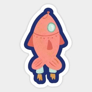 Fish Rocket Sticker